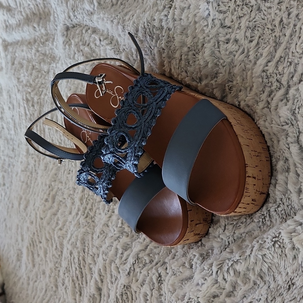 Jessica Simpson blue wedge shoes, NWOT